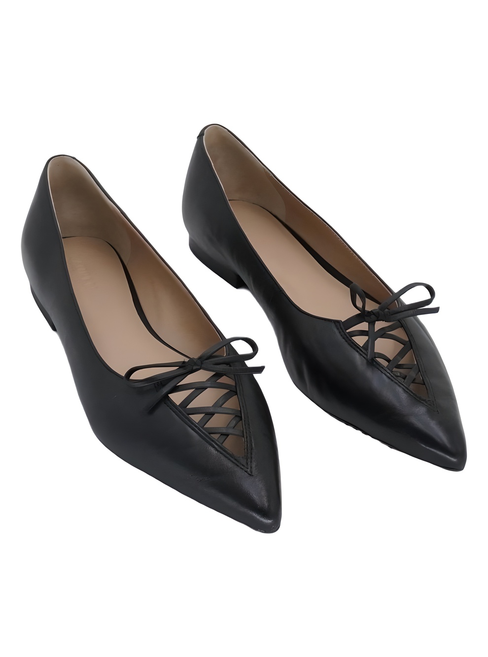 Lauren Ralph Lauren Londyn Lace-Up Pointed Toe Flats Black Nappa Size 10B